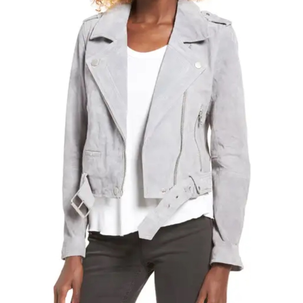 BLANKNYC Women's Gray Suede Biker Jacket